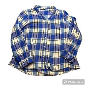 Max Jeans Women Blue Long Sleeve Button-Down Shirt 1X